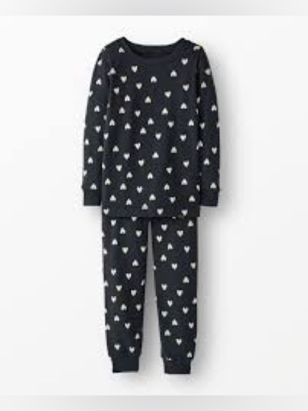 Hanna Andersson size 6-7 Kids Black Heart-Print Long Sleeve Pajama Set
